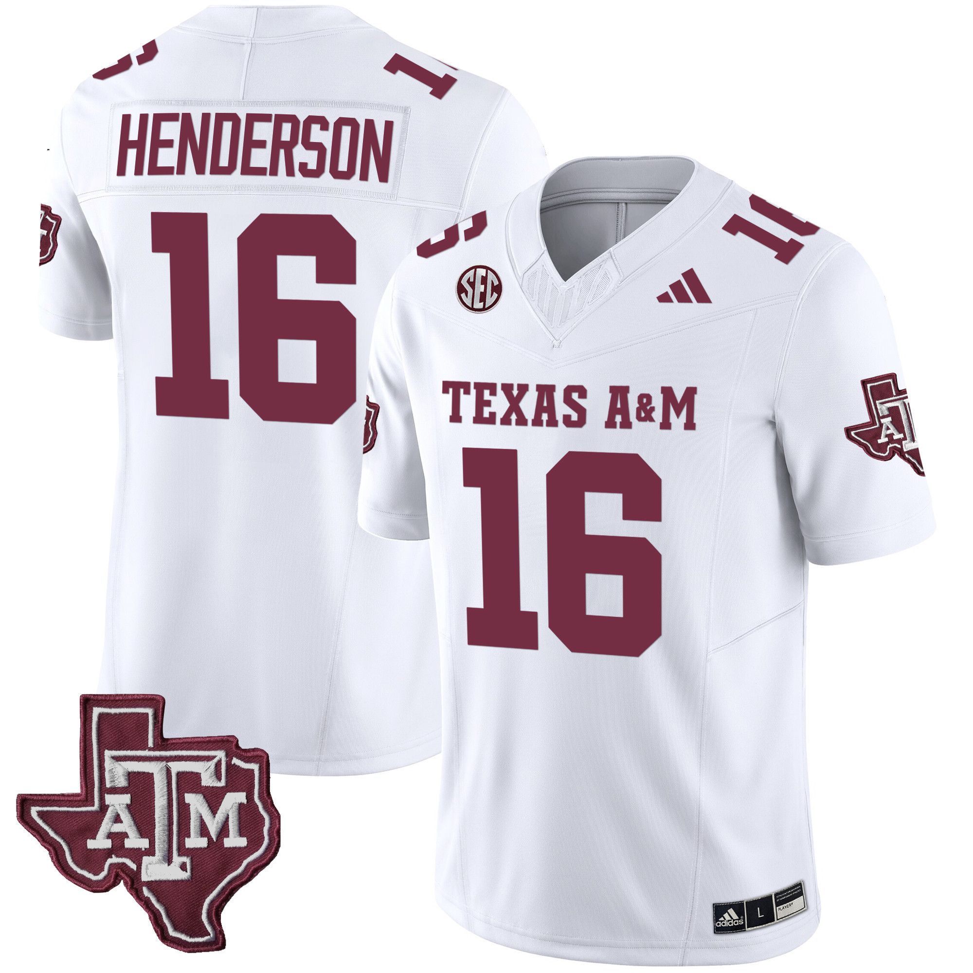 Men Texas A&M Aggies #16 Henderson White 2024 Vapor Limited NCAA Jersey